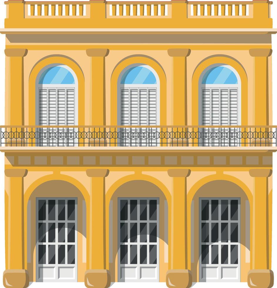 vektor illustration av en traditionell kuba gammal havana hus i tecknad serie stil isolerat på vit bakgrund. traditionell hus av de värld serier