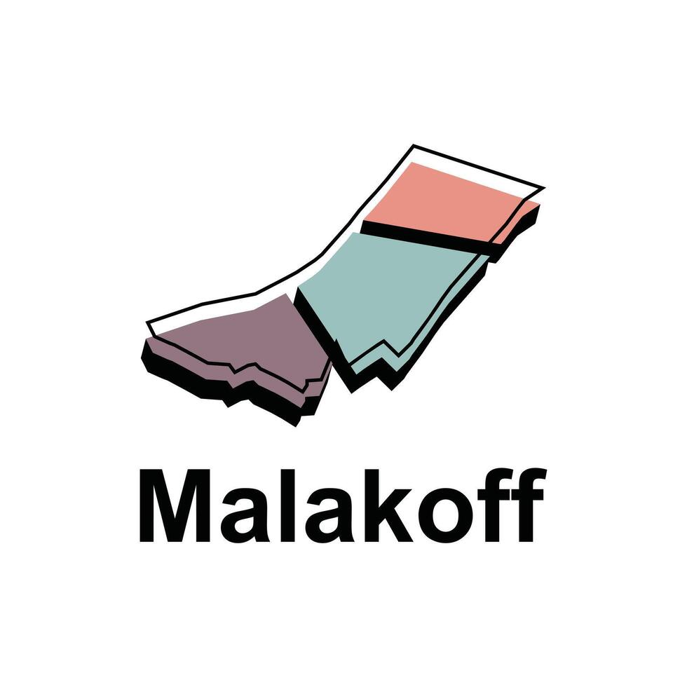 Karta stad av malakoff design illustration, vektor symbol, tecken, översikt, värld Karta internationell vektor mall på vit bakgrund