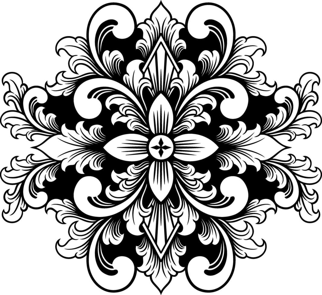 Jahrgang Ornament Blume zum Hochzeit schwarz und Weiß vektor