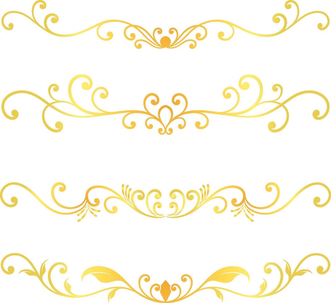 golden Strudel Linien Kalligraphie Ornament einstellen isoliert auf Weiß Hintergrund zum Luxus Grafik Design vektor