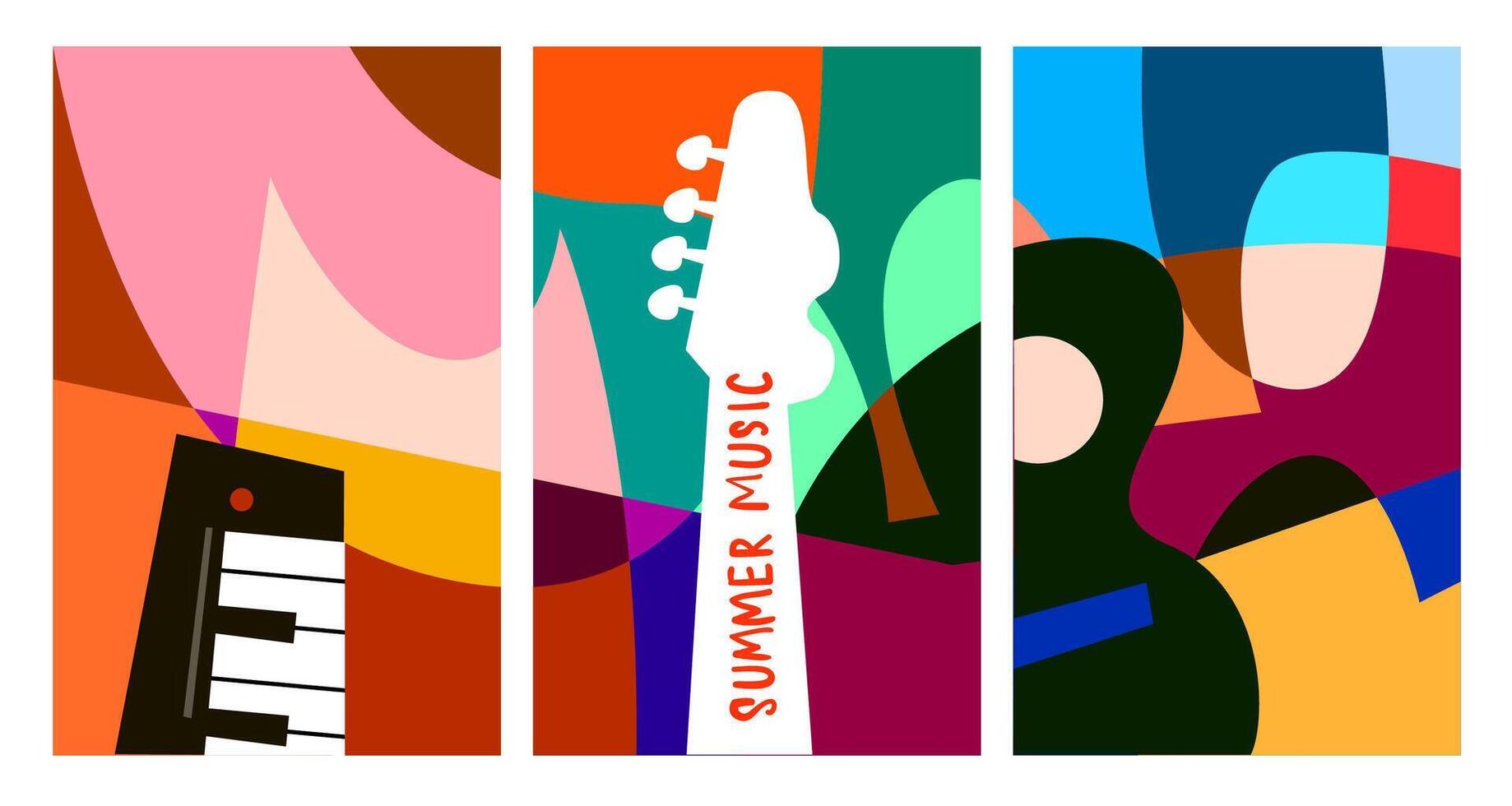 vektor illustration färgglada sommar musik festival banner