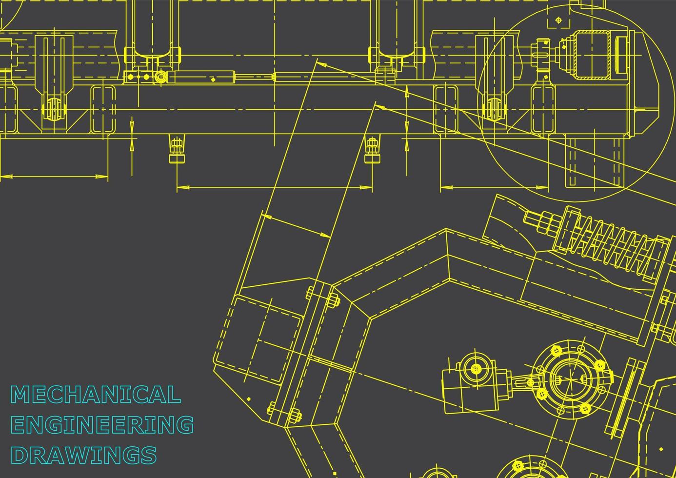 Computergestützte Konstruktionssysteme. technische Illustrationen, Hintergründe. Maschinenbau Zeichnung. Maschinenbauindustrie. Instrumentenbauzeichnungen vektor