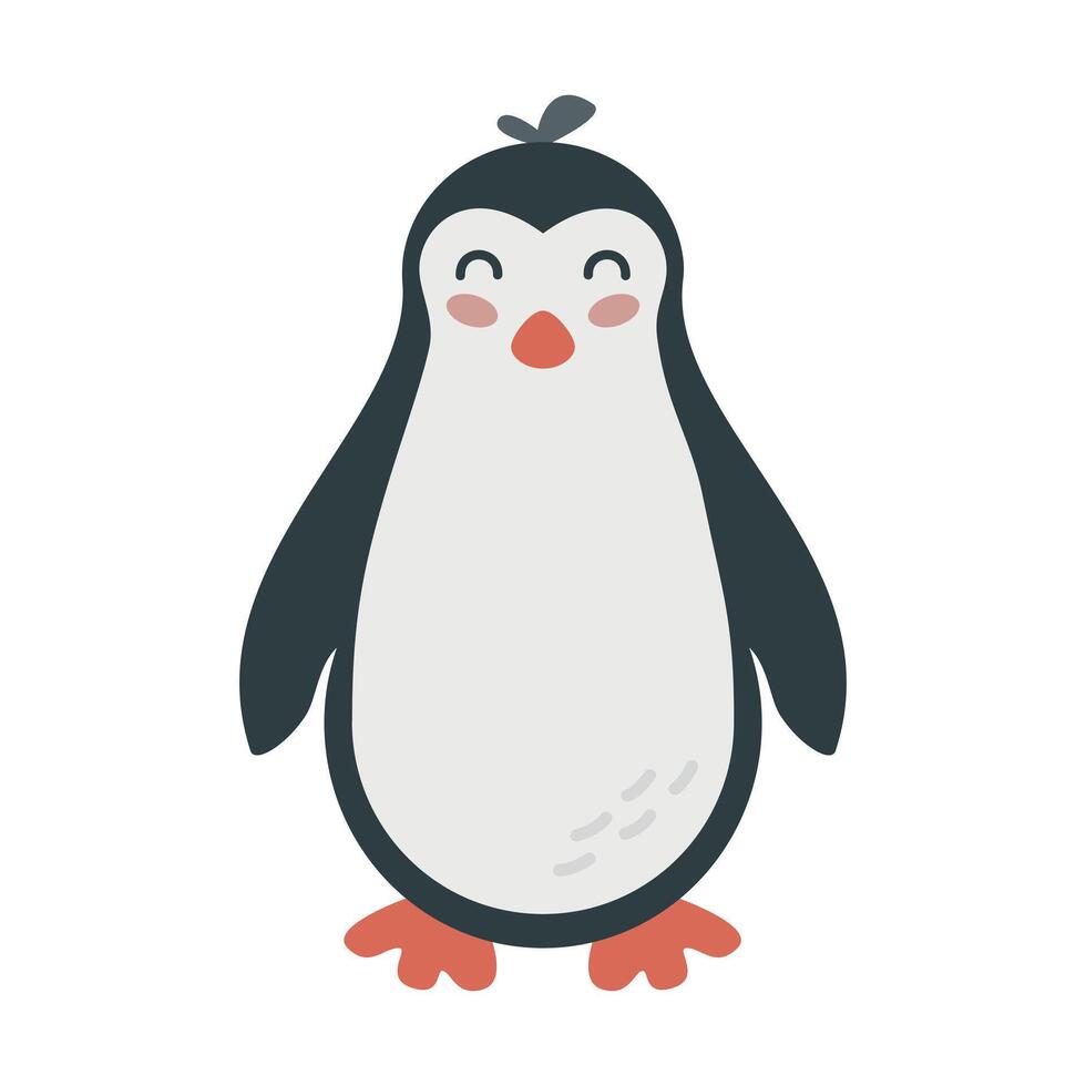 süß Karikatur Hand gezeichnet Pinguin auf isoliert Weiß Hintergrund. Charakter von das Arktis Polar- Tiere zum das Logo, drucken, Design. Vektor Illustration