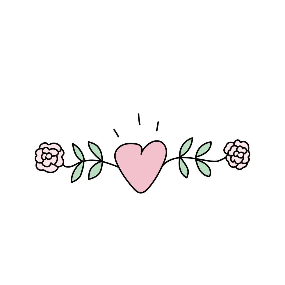 hjärta med blommor. vektor illustration i klotter stil.