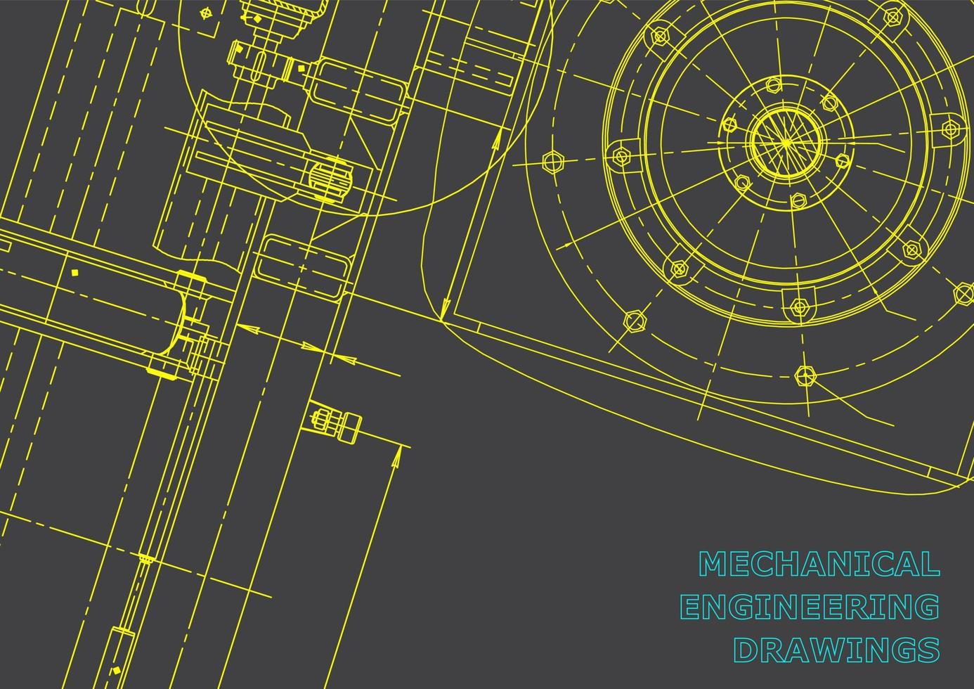 datorstödda designsystem. tekniska illustrationer, bakgrunder. maskinteknisk ritning. maskinbyggande industri. ritningar för instrumenttillverkning vektor