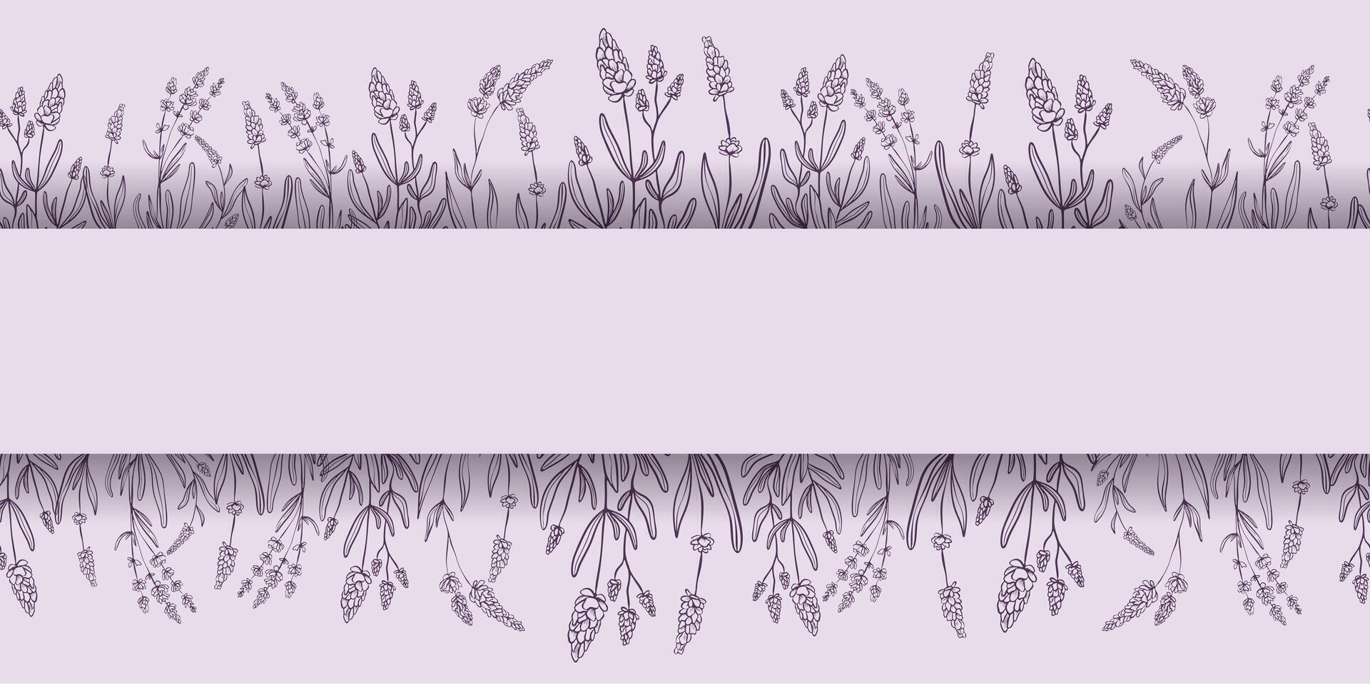 nahtlos horizontal Muster mit gezeichnet Blumen von Lavendel. perfekt zum Hintergrund, Verpackung Papier, Textil- Produkte, drucken, Netz Websites, Hintergrund, Sozial Medien, Blog, Präsentation und Gruß Karten. vektor