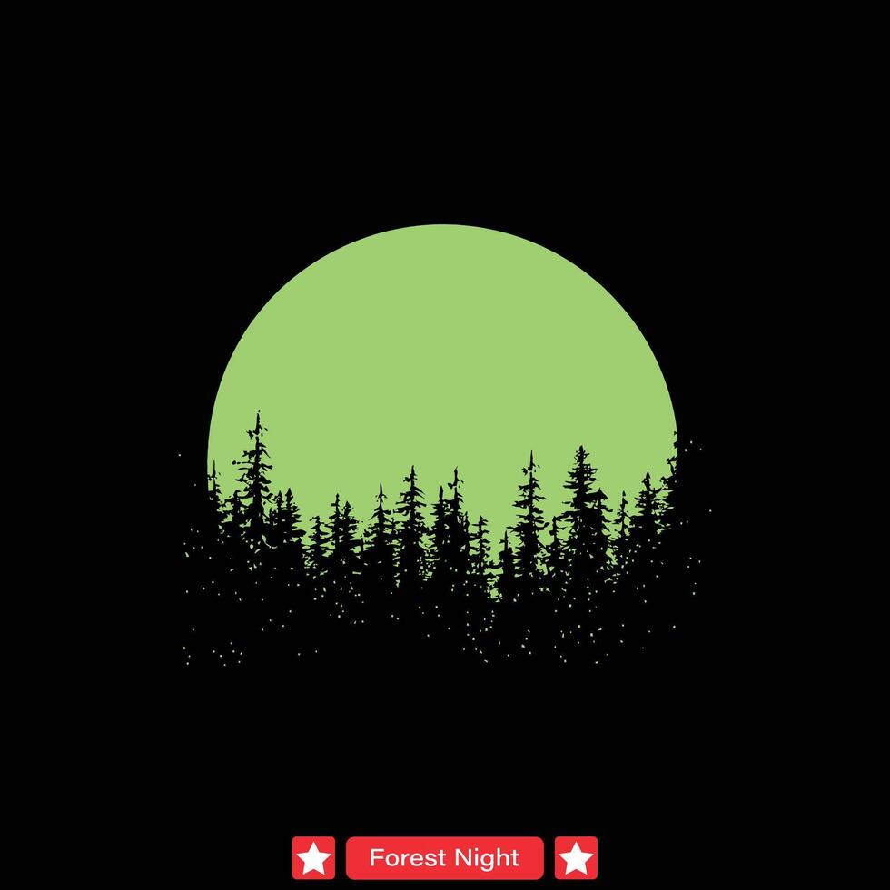 mystisch Wald Nacht Szene kompliziert Vektor Silhouette Designs