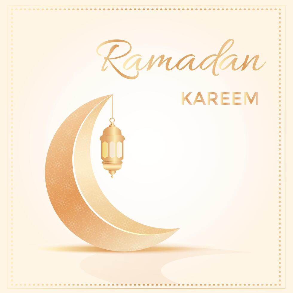 islamisch Hintergrund mit hängend Gold Laterne und golden Halbmond Mond. Luxus elegant Hintergrund zum Poster, Banner, Gruß Karten. Vektor Illustration zum Muslim Fest von Ramadan Monat.