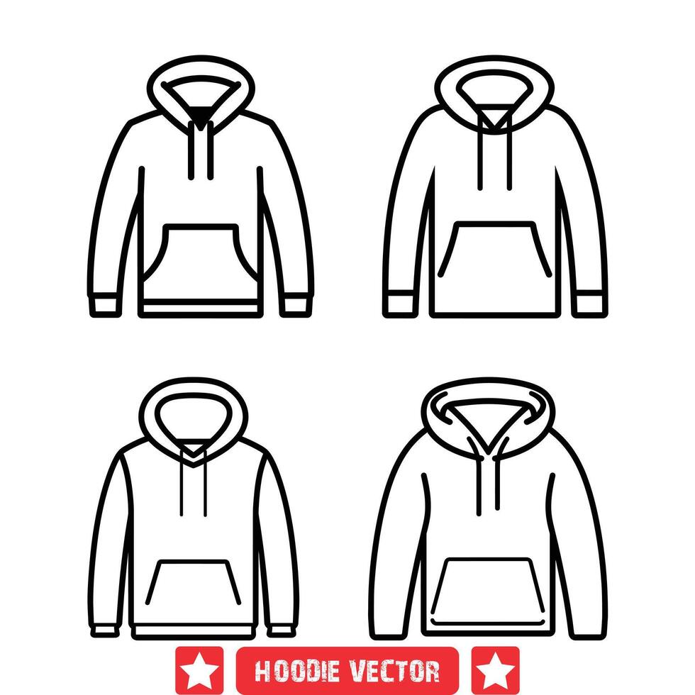 modisch Athleisure Symbole Kapuzenpullover Vektor Pack zum Mode Abbildungen