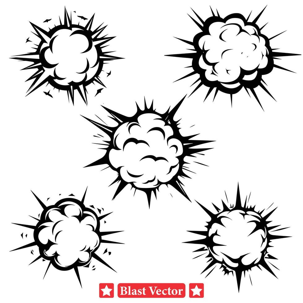 beschwingt explosiv Formen sprengen Vektor Silhouette einstellen zum dynamisch Kunst