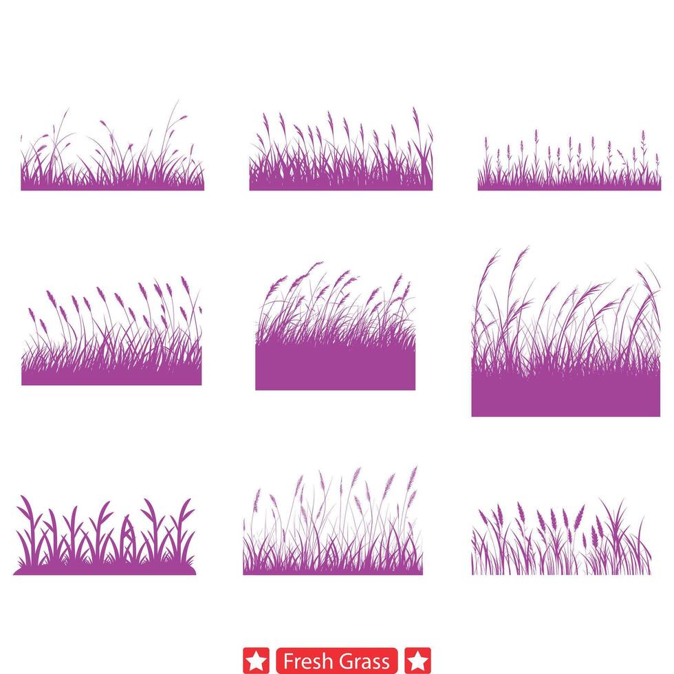 grün Glückseligkeit belebend frisch Gras Vektor Silhouetten perfekt zum naturalistisch Designs