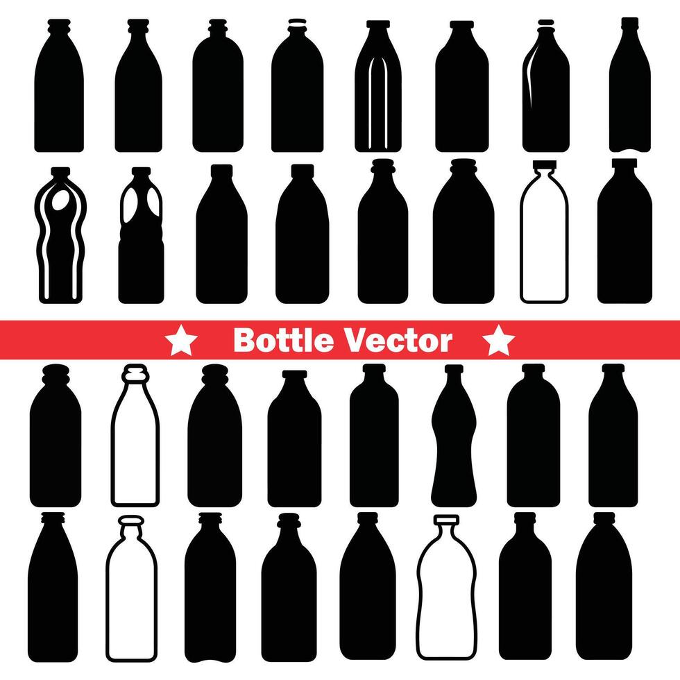 ai generiert Prämie Flasche Silhouette einstellen erheben Ihre branding und Verpackung Designs vektor