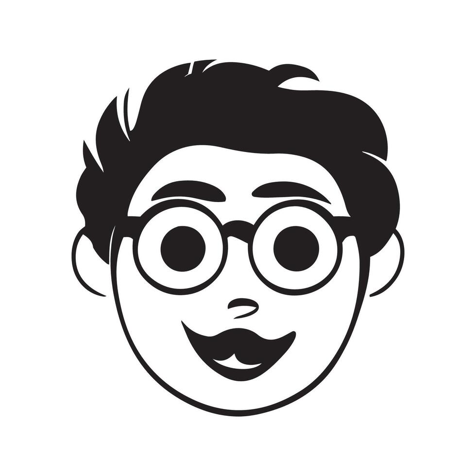 süß Karikatur Junge Mann Gesicht Ausdruck Design Vektor Kunst Illustration mit Weiß Hintergrund