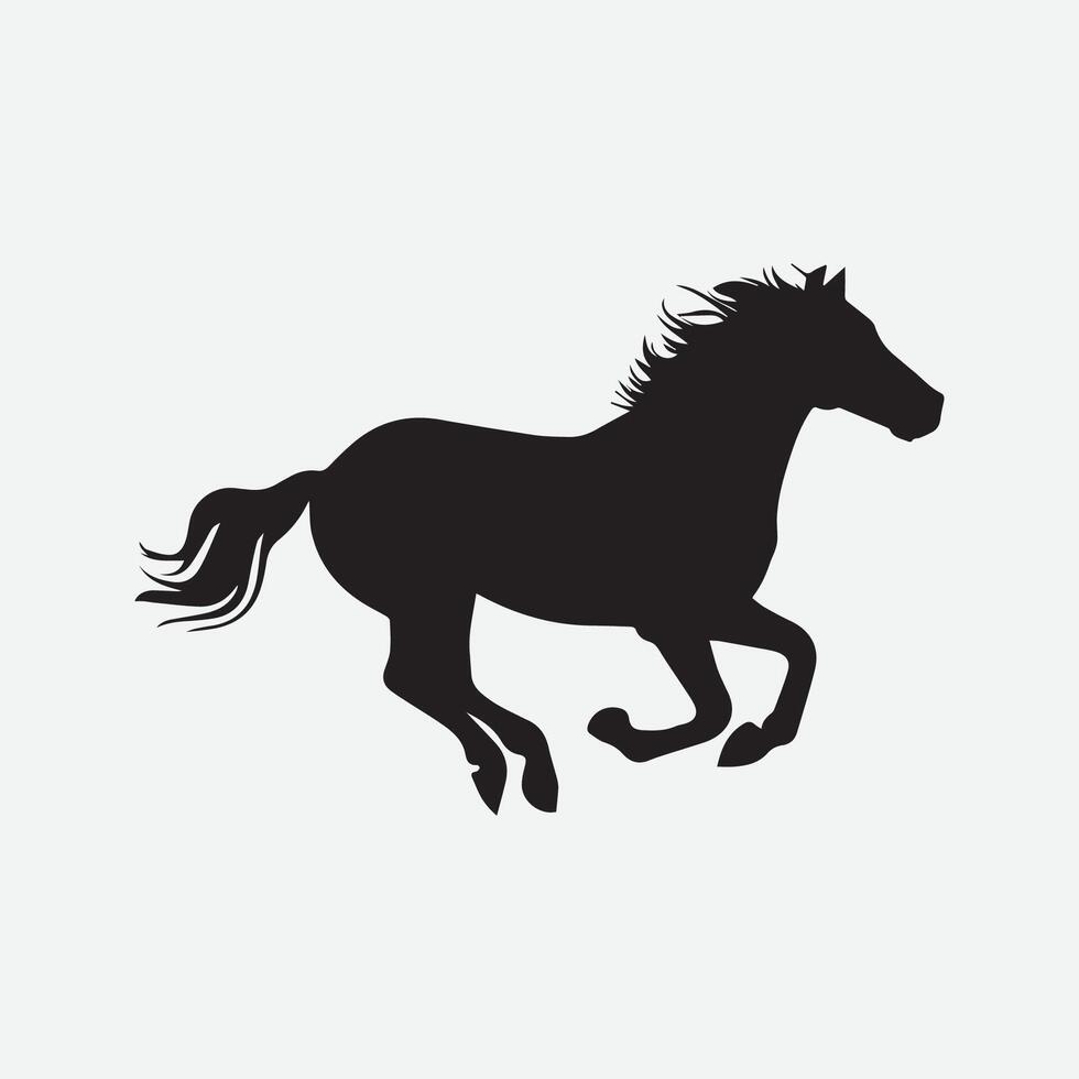 Laufen Gehen Stehen Pferd schwarz Silhouette Vektor Illustration