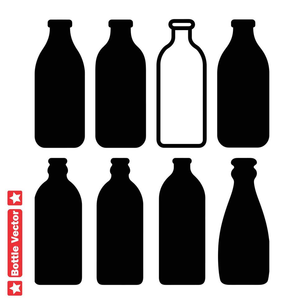 ai generiert zeitgenössisch Flasche Vektor Sammlung Treibstoff Ihre Kreativität mit elegant Silhouetten