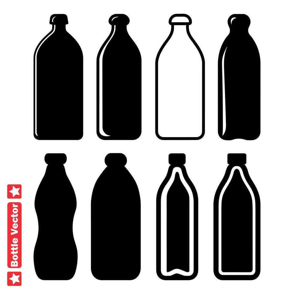 ai generiert Flasche Silhouette einstellen modern und minimalistisch Design Elemente zum jeder Projekt vektor