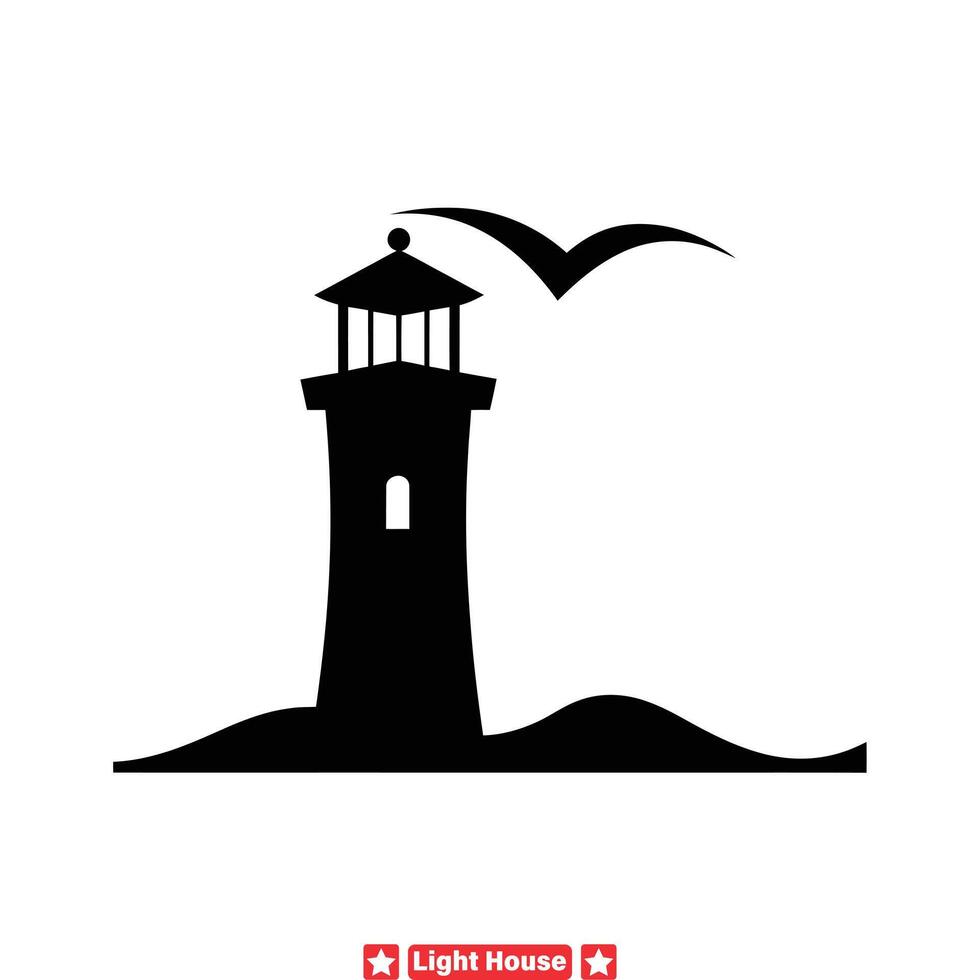 maritim Symbole navigieren Ihre Designs mit diese vielseitig Leuchtturm Silhouette Sammlung vektor