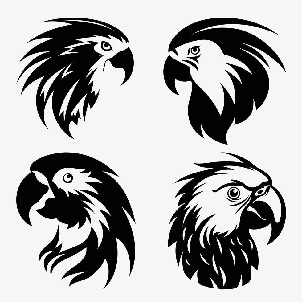 papegoja huvud logotyp, papegoja ansikte vektor illustration