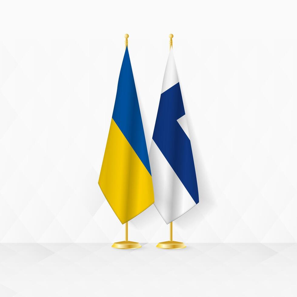 Ukraine und Finnland Flaggen auf Flagge Stand, Illustration zum Diplomatie und andere Treffen zwischen Ukraine und Finnland. vektor