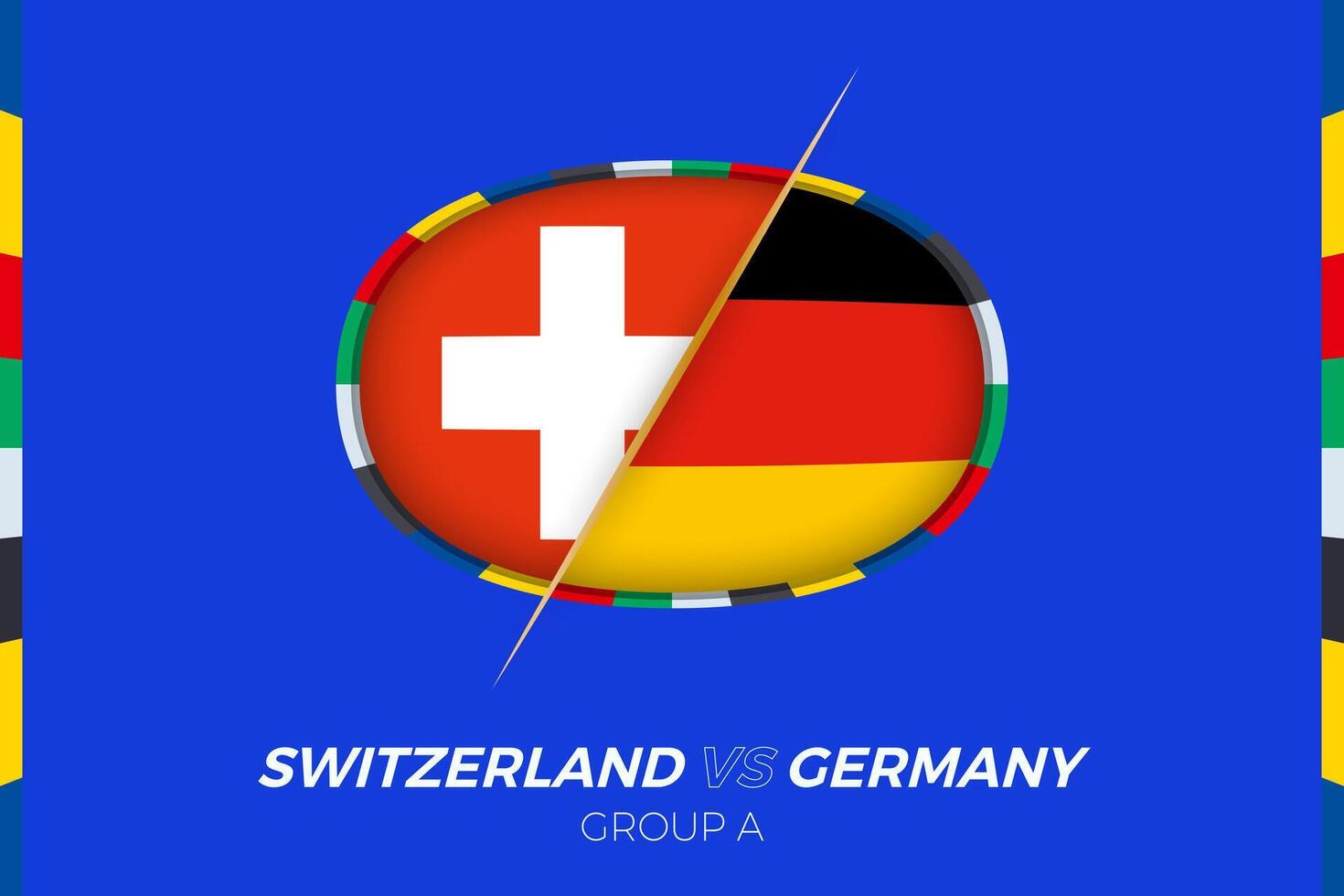 Schweiz vs. Deutschland Fußball Spiel Symbol zum europäisch Fußball Turnier 2024, gegen Symbol auf Gruppe Bühne. vektor