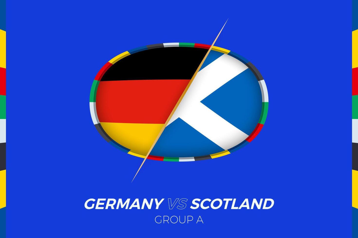 Deutschland vs. Schottland Fußball Spiel Symbol zum europäisch Fußball Turnier 2024, gegen Symbol auf Gruppe Bühne. vektor