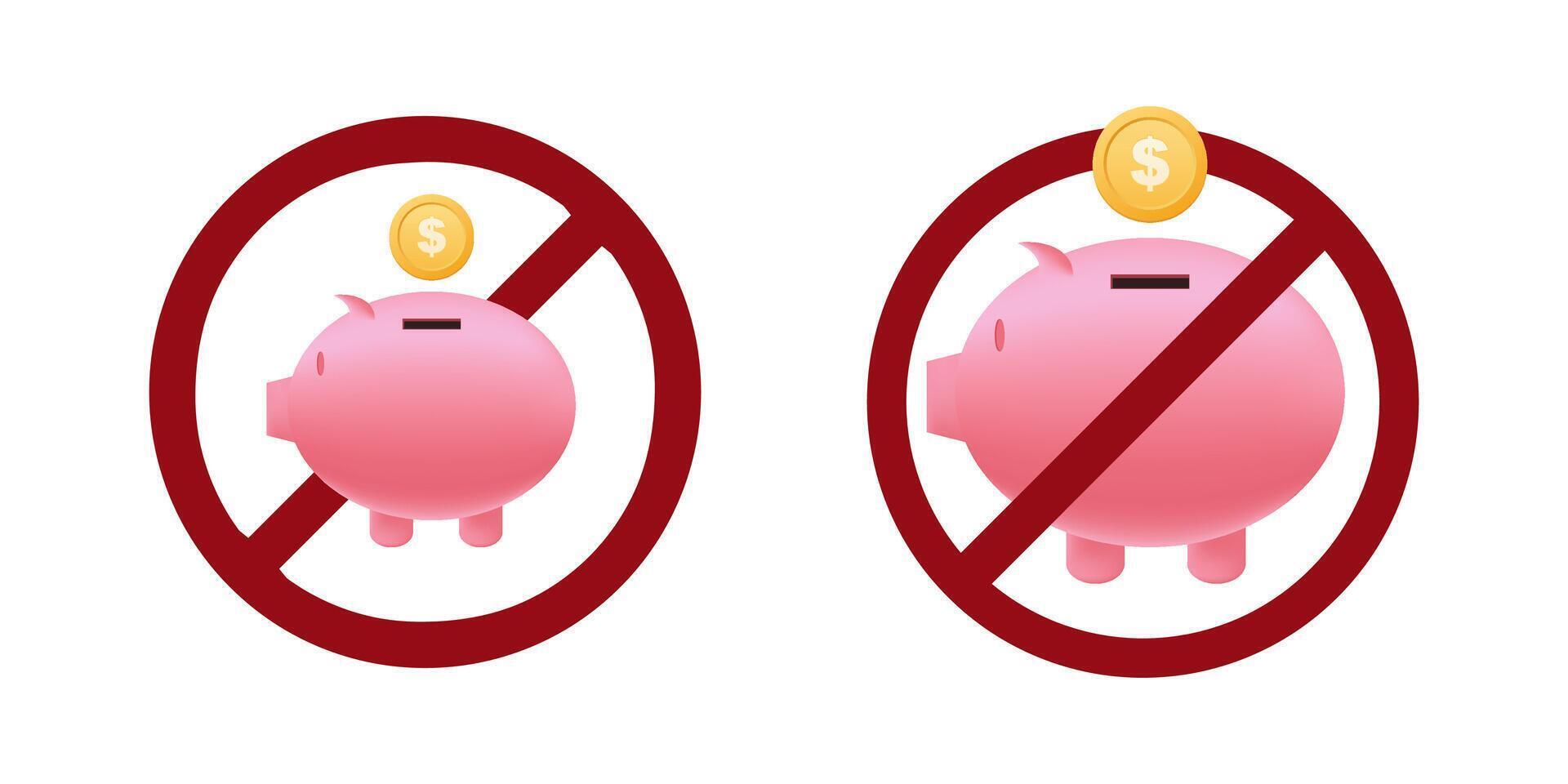Schwein Bank Verbot verbieten Symbol. nicht erlaubt Speichern Geld vektor