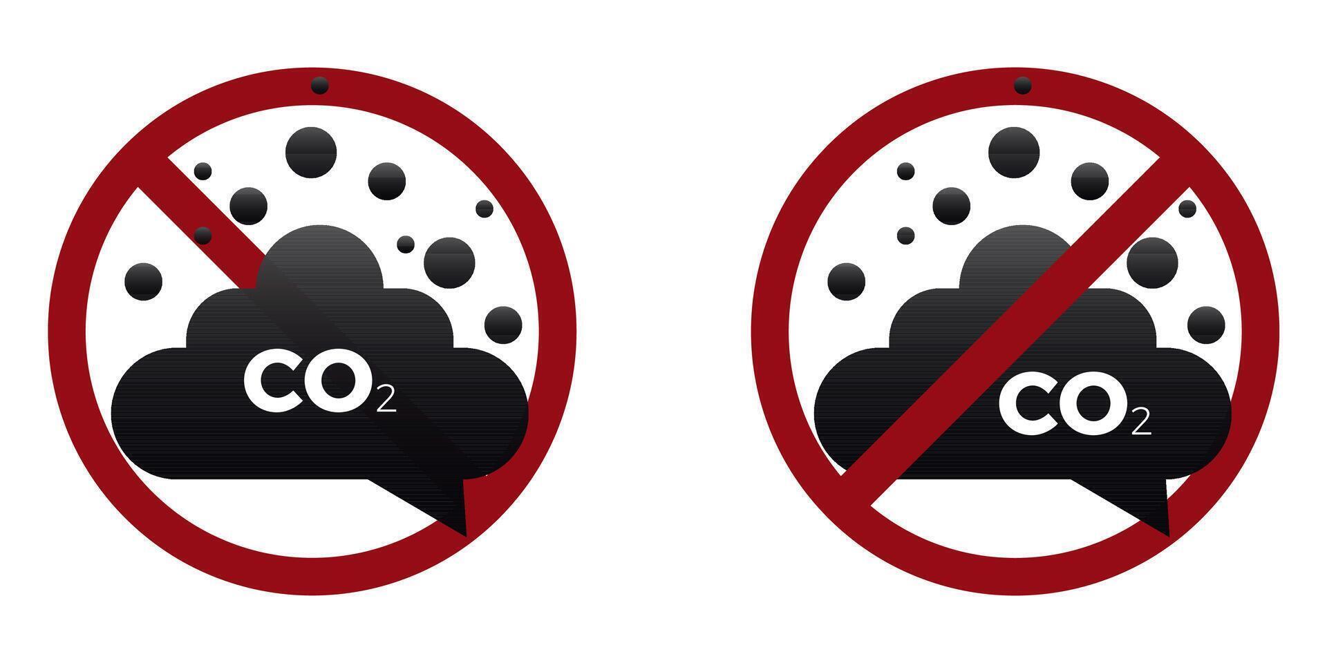 co2 förorening förbjuda förbjuda ikon. inte tillåten bil gas moln. vektor