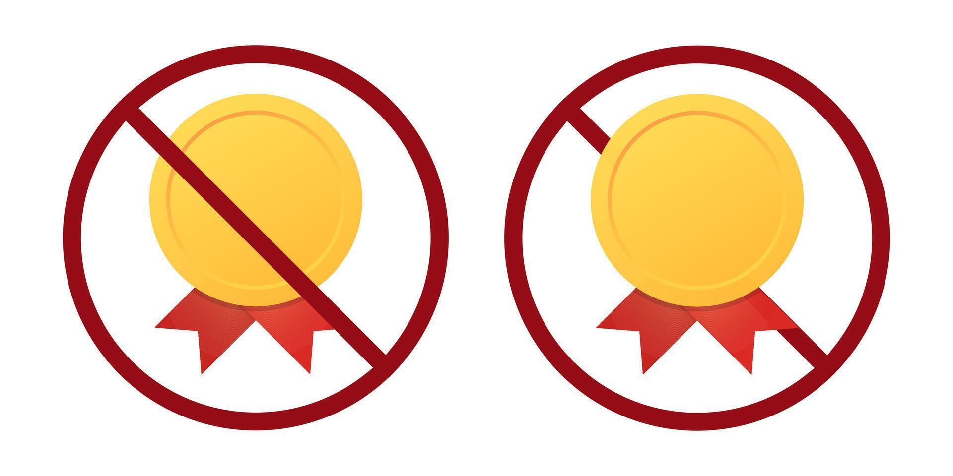 medalj förbjuda förbjuda ikon. inte tillåten belöningar. vektor