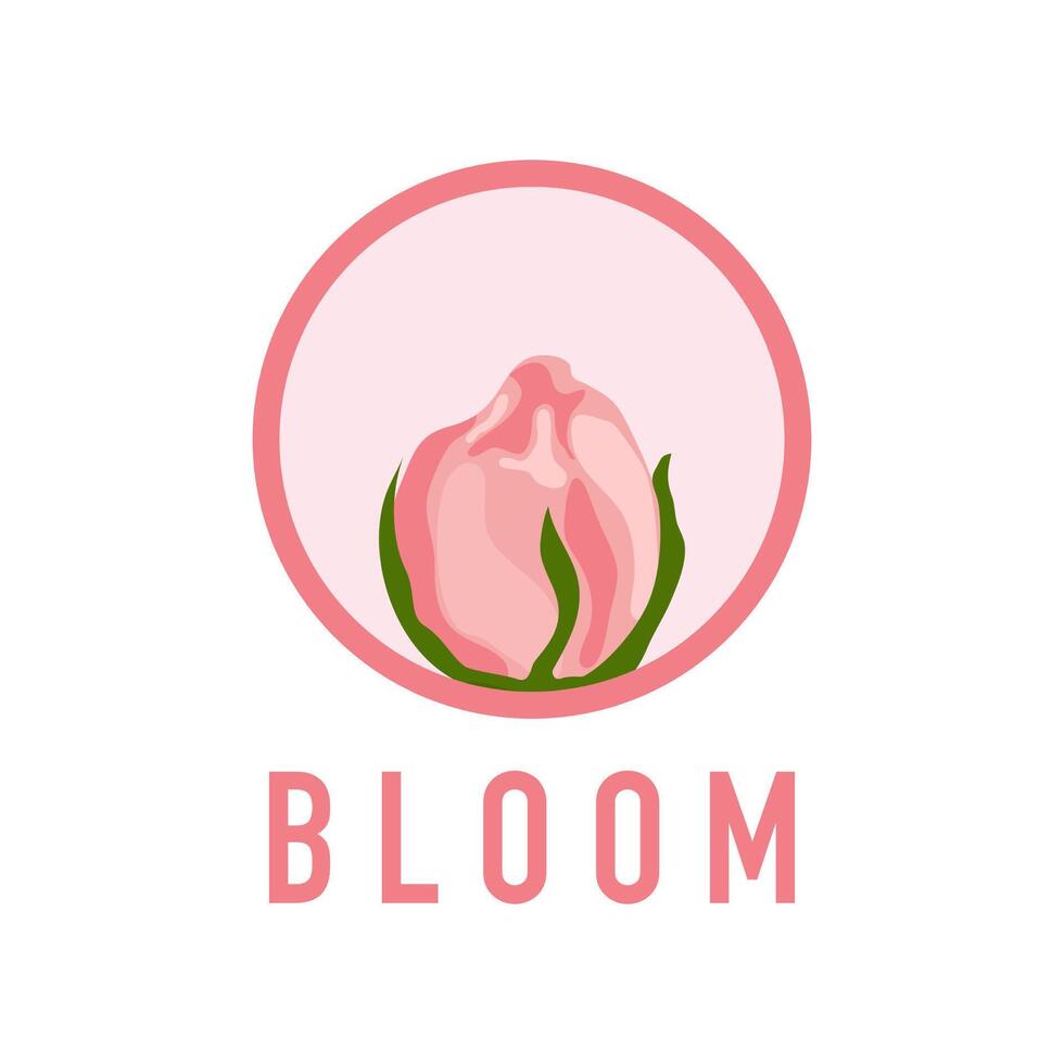 Blume Geschäft Logo. Floristik Logo. Rose Logo Inschrift blühen. Vektor Grafik