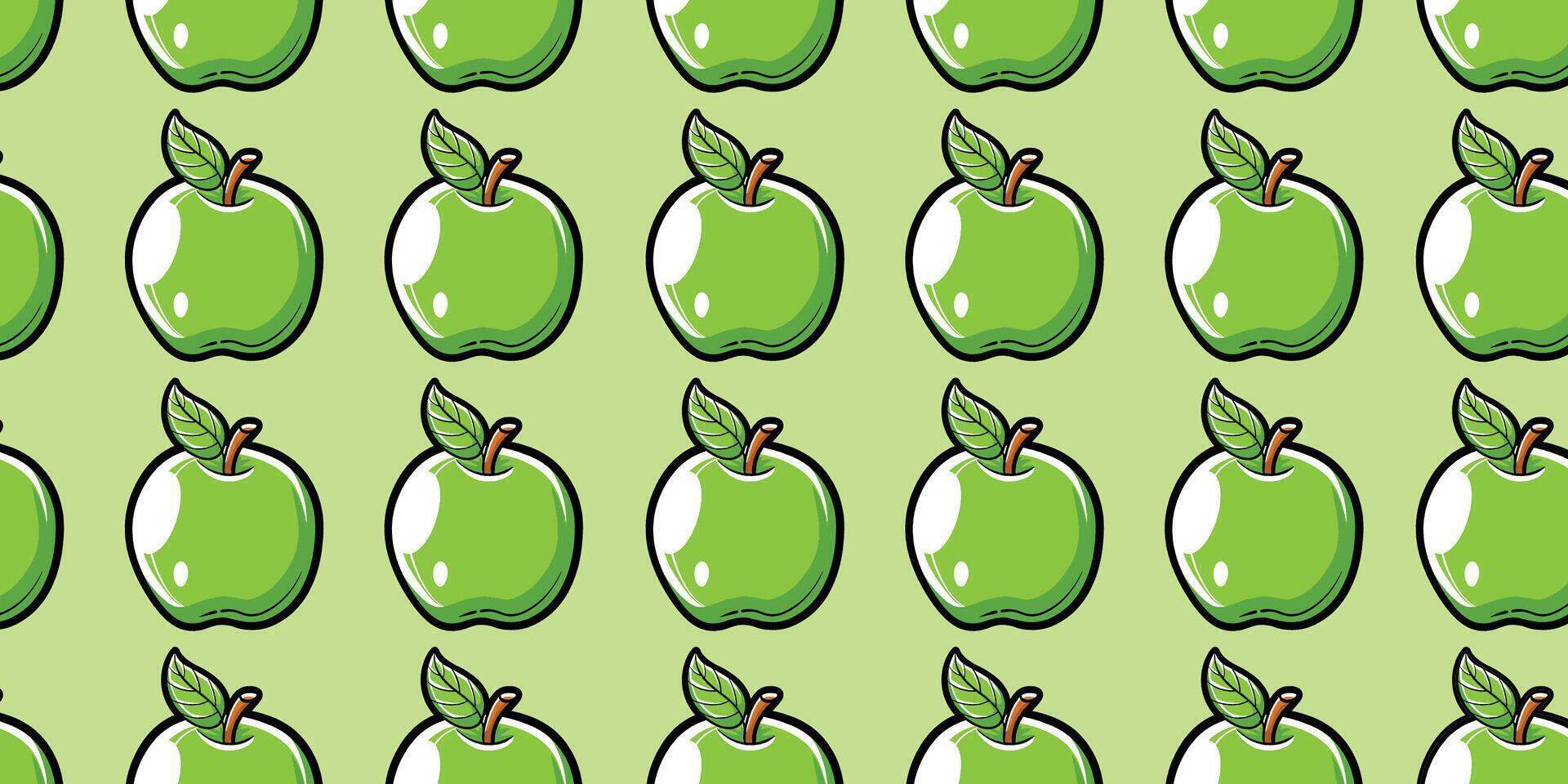 Vektor Apfel Obst mit nahtlos Muster Hintergrund
