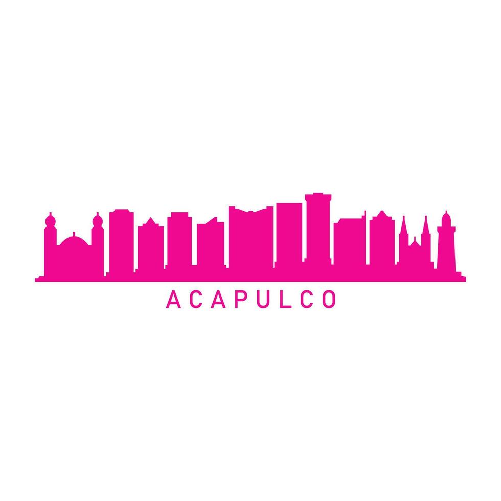 acapulco horisont illustrerade på vit bakgrund vektor