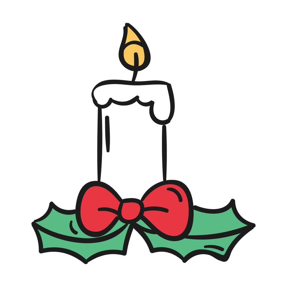 Hand gezeichnet Weihnachten Kerze auf Weiß Hintergrund vektor