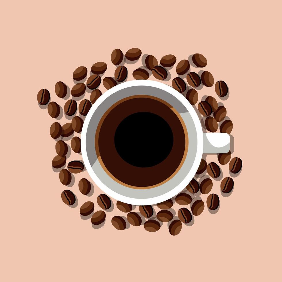 Tasse von Kaffee mit Bohnen Vektor Illustration