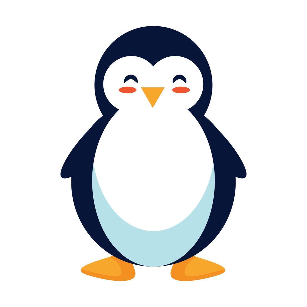vektor illustration av söt liten pingvin isolerat på vit djur- ClipArt i platt stil