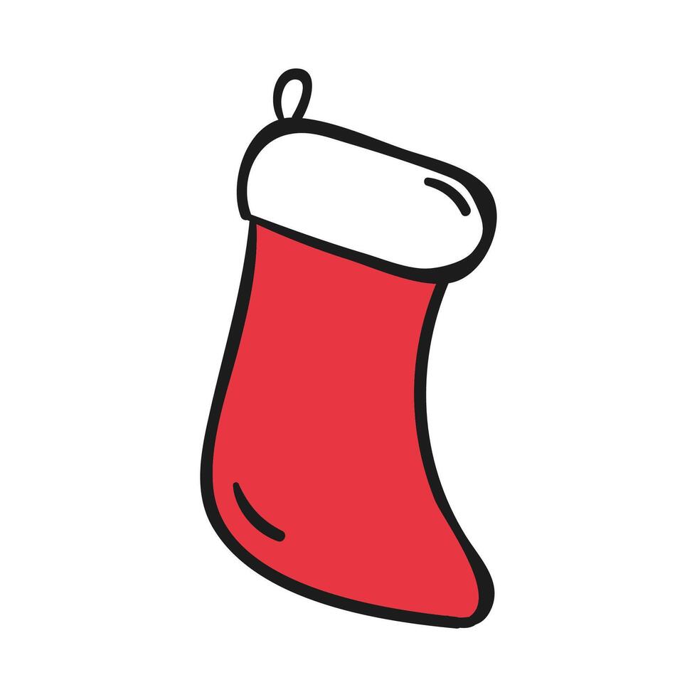 Vektor Winter Schuhe, Socken, warm gestrickt gemütlich Schuhe. Weihnachten Socke zum Geschenke auf Weiß Hintergrund