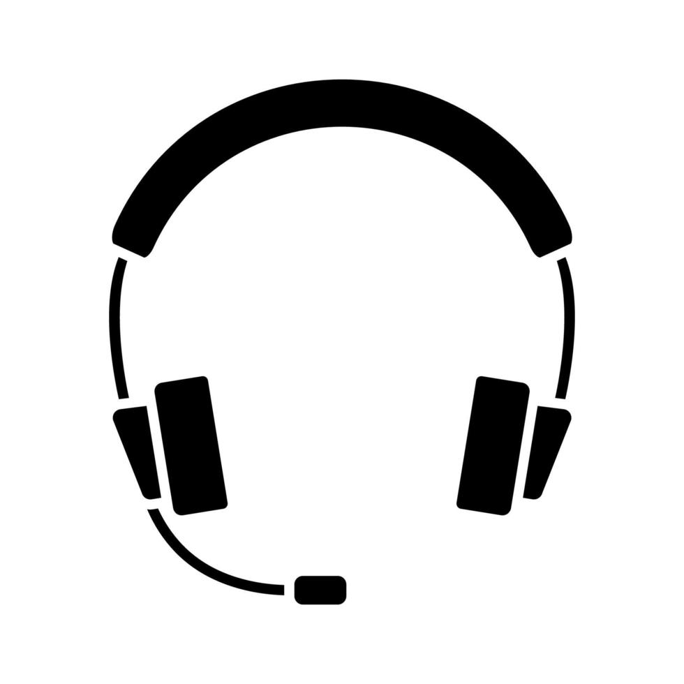 Kopfhörer-Symbol. Kopfhörer in Glyphe. Kopfhörer in der Silhouette. Kopfhörer mit Mikrofon, kann zum Musikhören, Kundendienst oder Support, Online-Events verwendet werden vektor