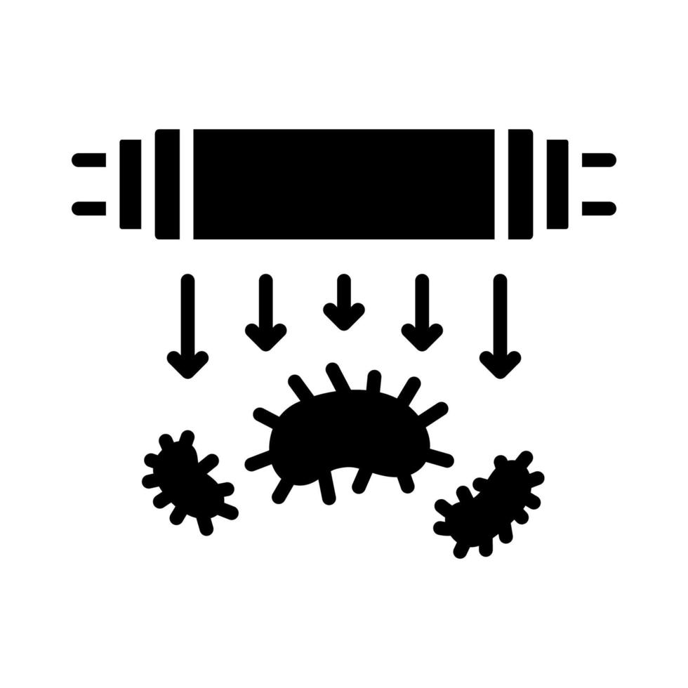 Symbol für die Desinfektion von UV-Licht. bakterizide UV-Lampe. medizinische antimikrobielle Lampe für Zuhause, Klinik, Krankenhaus. Sterilisation mit ultraviolettem Licht. ultraviolette keimtötende Bestrahlung vektor