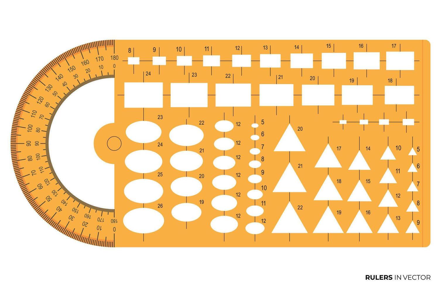 orange teknisk linjal för cirkel och triangel rektangel ellips vektor