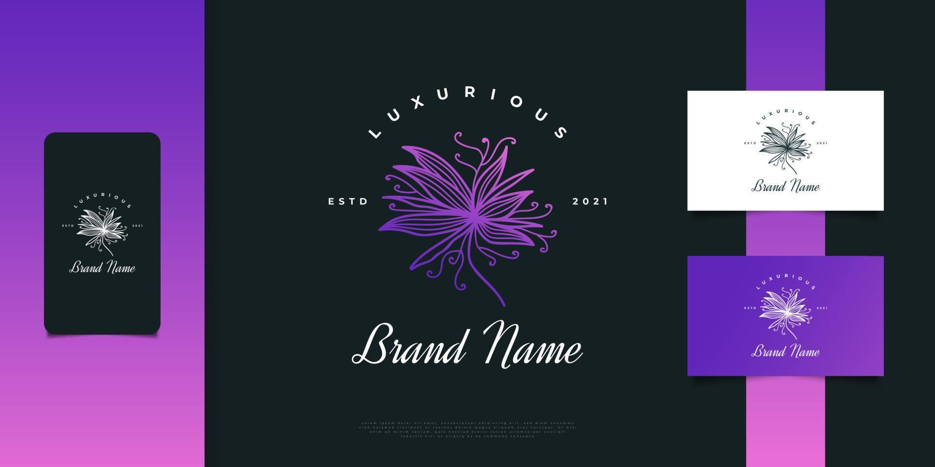 farbenfrohes und elegantes Blumenlogo-Design mit Linienstil und minimalistischem Konzept. florales Logo, kann für die Beauty-, Schmuck-, Mode- und Spa-Branche verwendet werden vektor