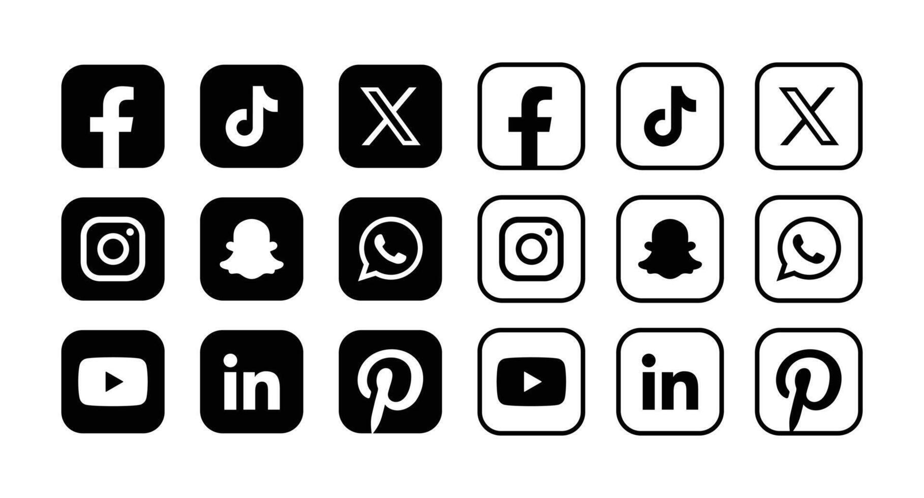 uppsättning av social media ikoner. populär social media logotyp samling. vektor