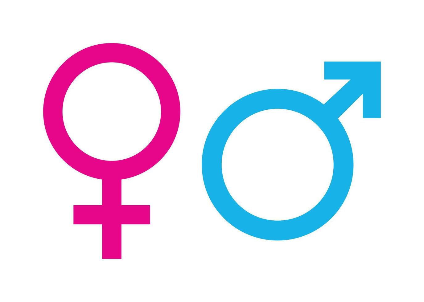 manlig och kvinna kön symboler. kön tecken på vit bakgrund. vektor
