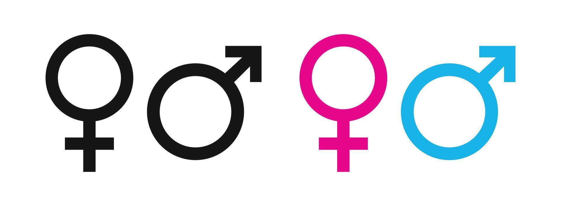 manlig och kvinna kön symboler. kön tecken på vit bakgrund. vektor