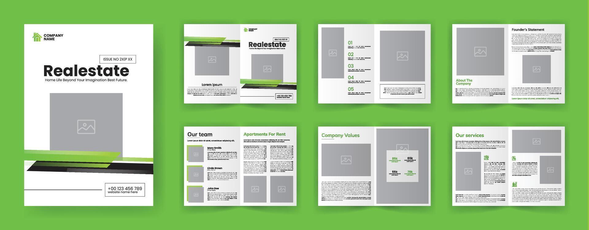 enkel verklig egendom ombud broschyr layout. minimalistisk fast egendom mall för tidskrift, flygblad, bok, annons, presentation, se bok etc. vektor