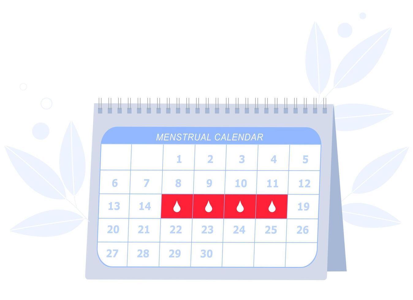 menstruations- period kalender för menstruation kontrollera och graviditet planera. kvinna kalender menstruation vektor