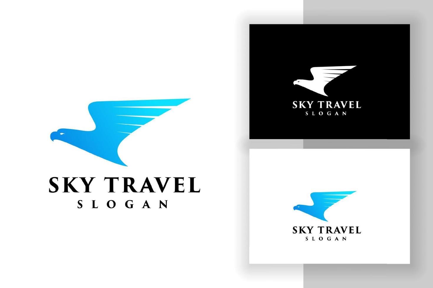 Flugzeug-Reisebüro-Logo-Design mit einer Adlerkopfillustration vektor