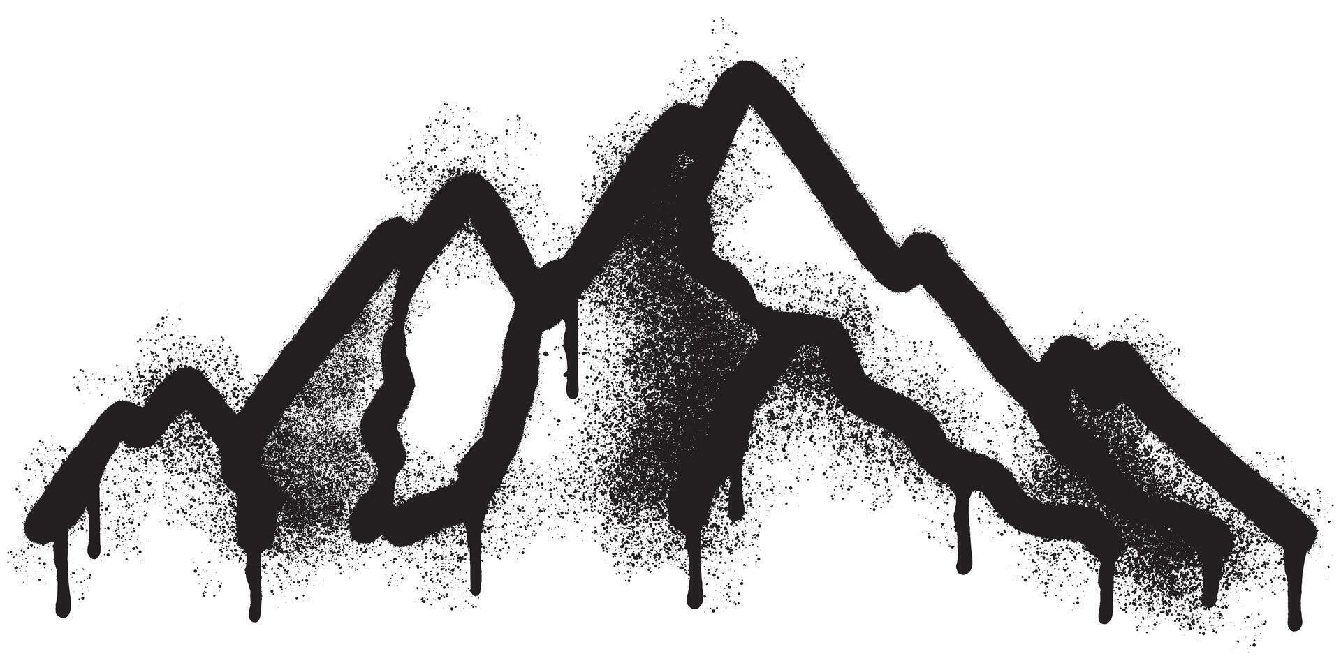 sprühen gemalt Graffiti Berg Symbol gesprüht isoliert mit ein Weiß Hintergrund. Graffiti Vulkan mit Über sprühen im schwarz Über Weiß. vektor