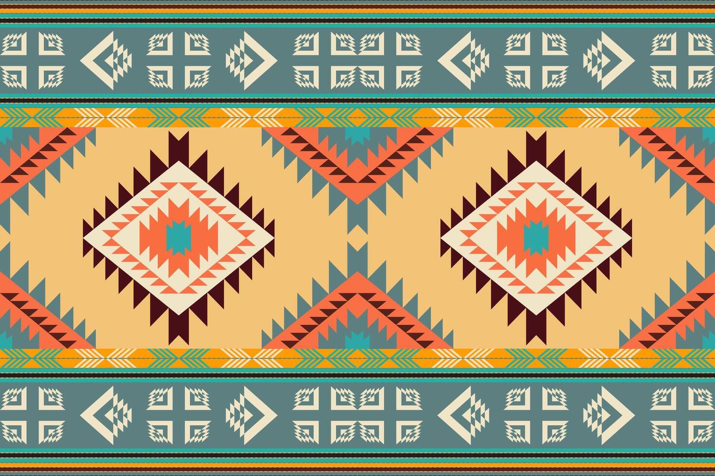 navajo Stammes- Vektor nahtlos Muster. einheimisch amerikanisch Ornament. ethnisch Süd Western Dekor Stil. Boho geometrisch Ornament. Vektor nahtlos Muster. Mexikaner Decke, Teppich. gewebte Teppich Illustration.