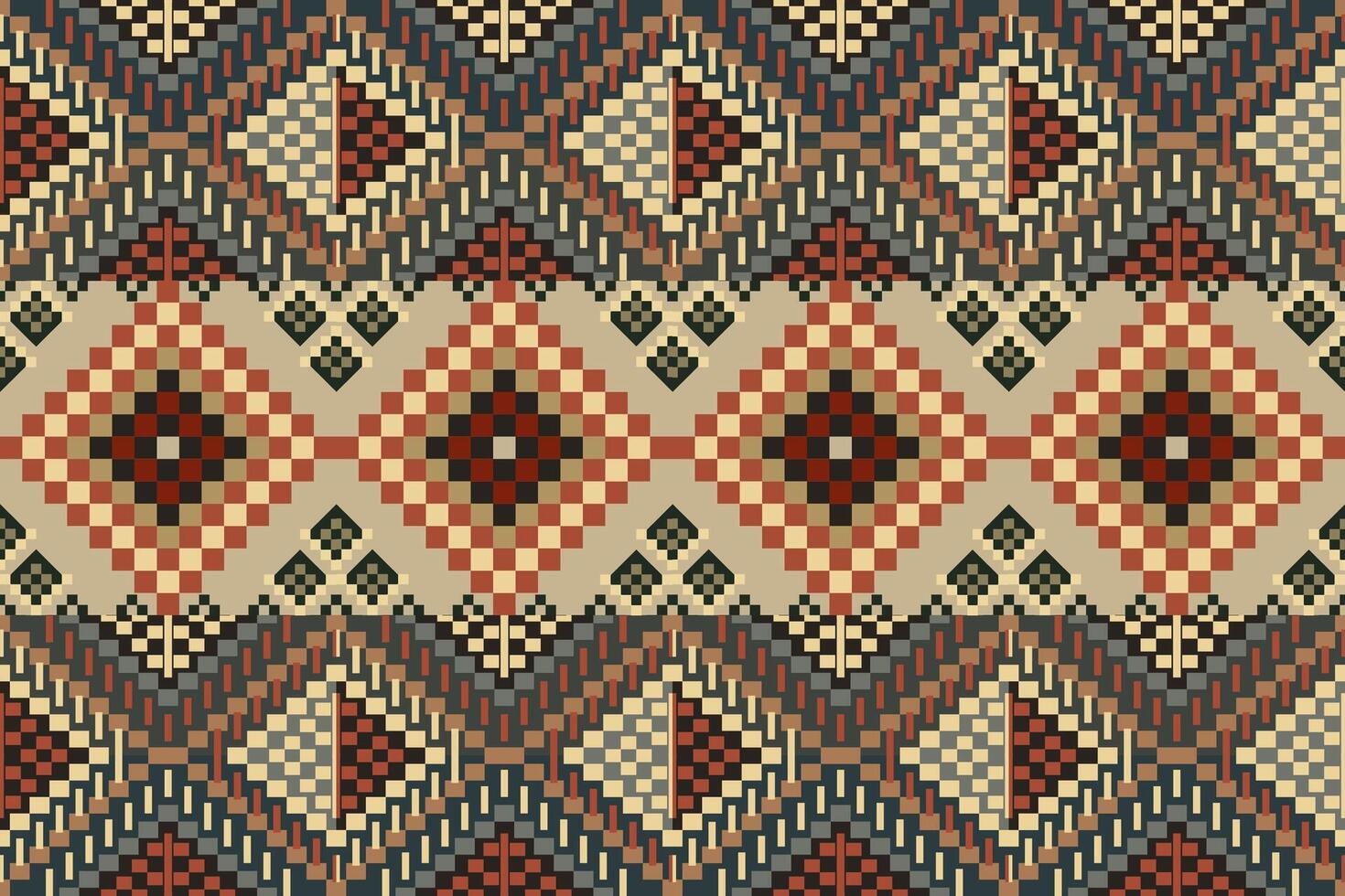 navajo stam- vektor sömlös mönster. inföding amerikan prydnad. etnisk söder Västra dekor stil. boho geometrisk prydnad. pixel sömlös mönster. mexikansk filt, matta. vävd matta illustration.