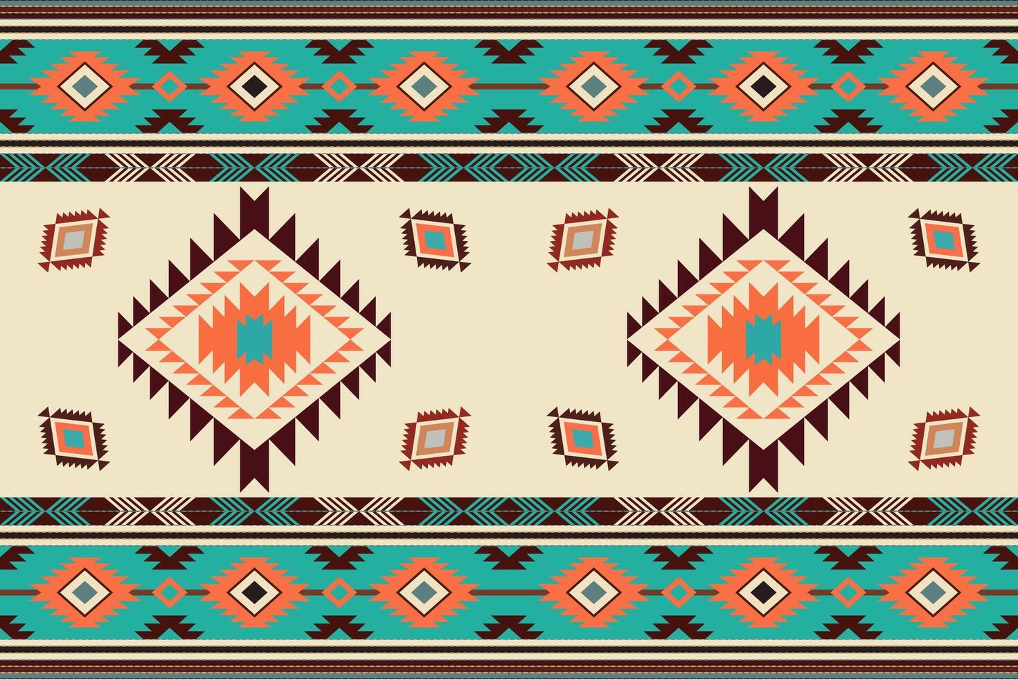 navajo stam- vektor sömlös mönster. inföding amerikan prydnad. etnisk söder Västra dekor stil. boho geometrisk prydnad. vektor sömlös mönster. mexikansk filt, matta. vävd matta illustration.