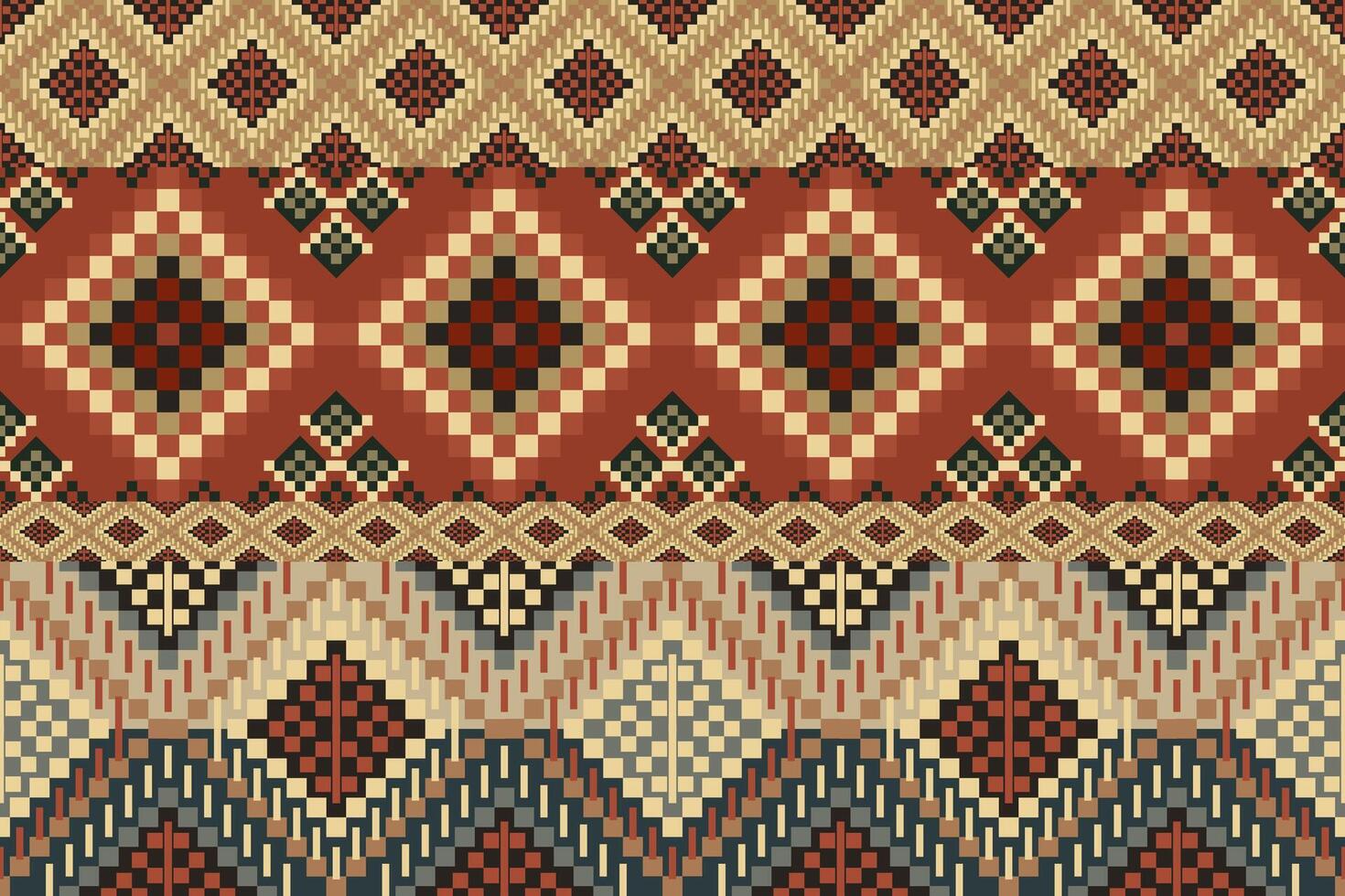 navajo stam- vektor sömlös mönster. inföding amerikan prydnad. etnisk söder Västra dekor stil. boho geometrisk prydnad. pixel sömlös mönster. mexikansk filt, matta. vävd matta illustration.